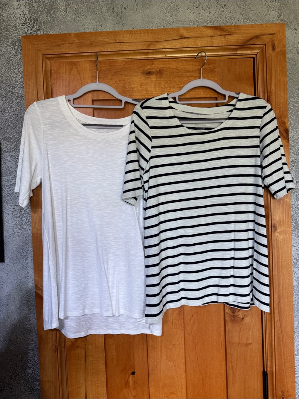 J. Jill White Tee & Blue Striped Tee Set